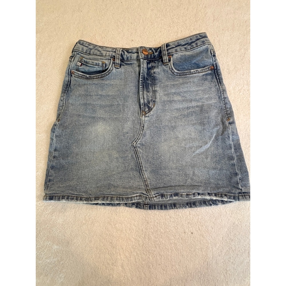 Dear John Denim Mini Skirt Light Wash Raw Hem Size 29 Jean Skirt Womens